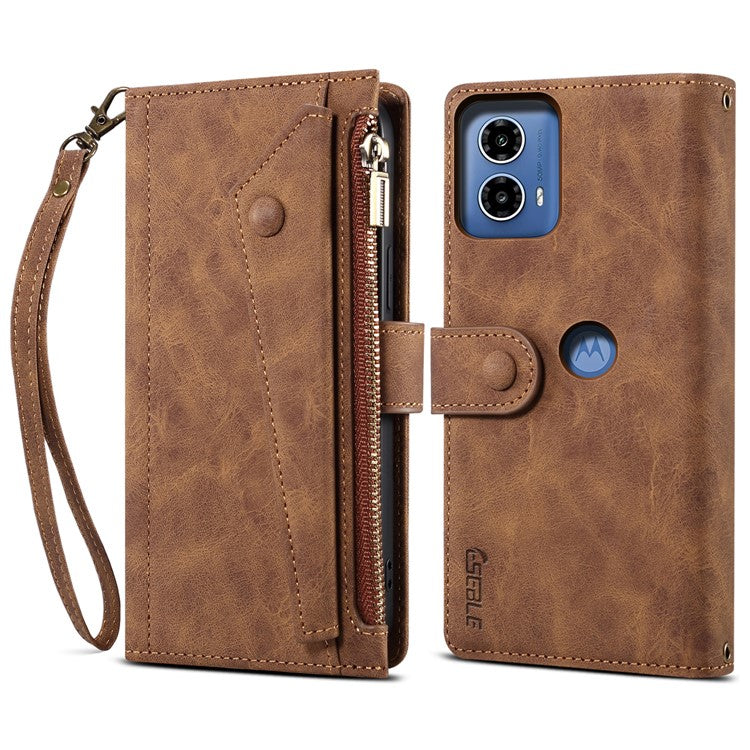 ESEBLE Star Series For Motorola Moto G45 5G / G34 5G Wallet Case Stand Flip Phone Cover - Brown