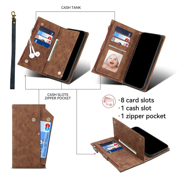 ESEBLE Star Series For Motorola Moto G45 5G / G34 5G Wallet Case Stand Flip Phone Cover - Brown
