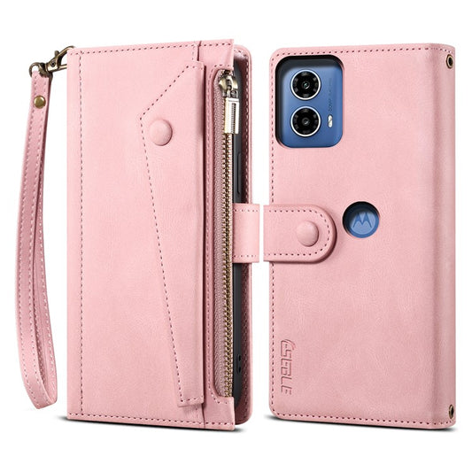 ESEBLE Star Series For Motorola Moto G45 5G / G34 5G Wallet Case Stand Flip Phone Cover - Rose Gold