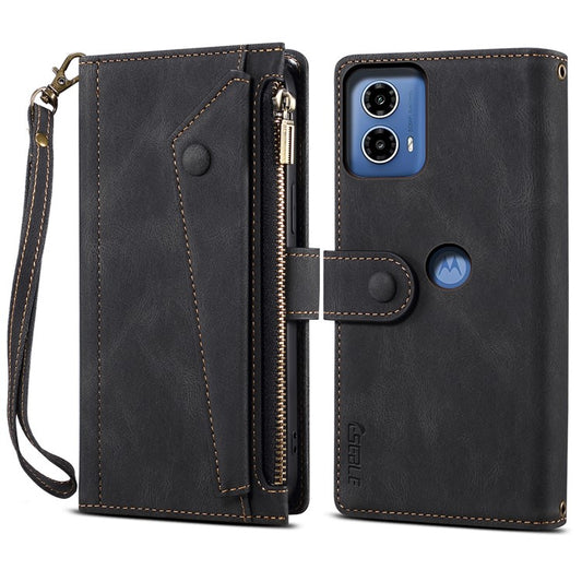 ESEBLE Star Series For Motorola Moto G45 5G / G34 5G Wallet Case Stand Flip Phone Cover - Black