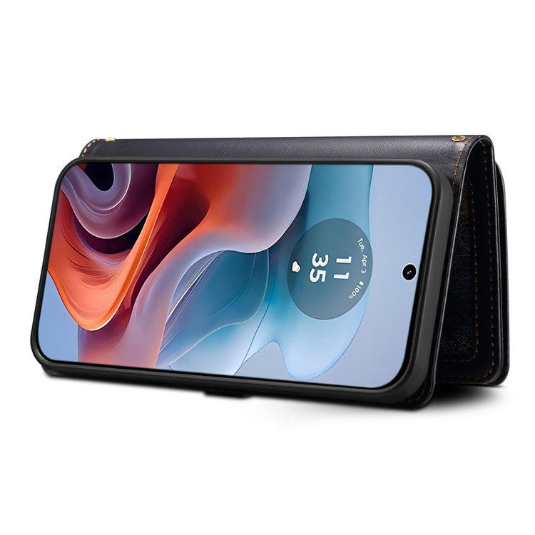 ESEBLE Galaxy Series For Motorola Moto G45 5G / G34 5G Wallet Case RFID Blocking Leather Phone Cover - Black