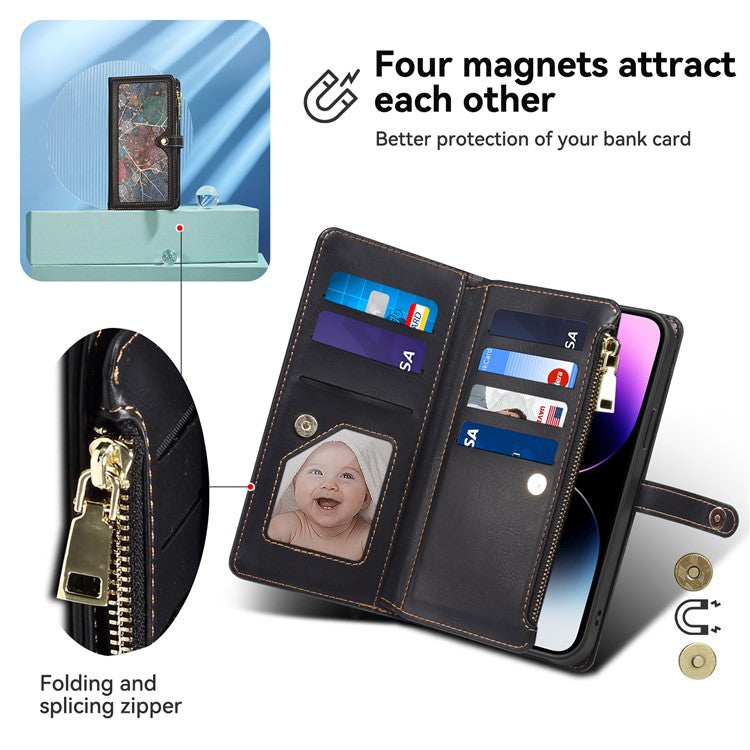 ESEBLE Galaxy Series For Motorola Moto G45 5G / G34 5G Wallet Case RFID Blocking Leather Phone Cover - Black