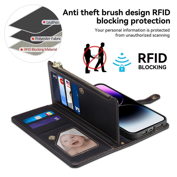 ESEBLE Galaxy Series For Motorola Moto G45 5G / G34 5G Wallet Case RFID Blocking Leather Phone Cover - Black