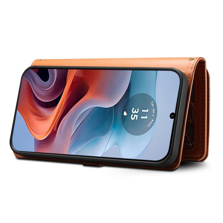 ESEBLE Galaxy Series For Motorola Moto G45 5G / G34 5G Wallet Case RFID Blocking Leather Phone Cover - Brown