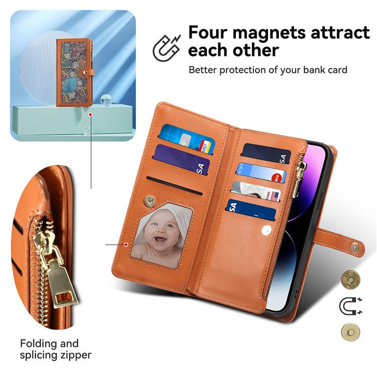ESEBLE Galaxy Series For Motorola Moto G45 5G / G34 5G Wallet Case RFID Blocking Leather Phone Cover - Brown