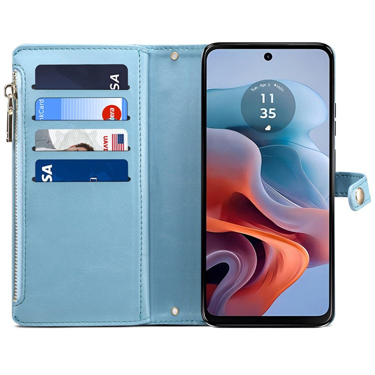 ESEBLE Galaxy Series For Motorola Moto G45 5G / G34 5G Wallet Case RFID Blocking Leather Phone Cover - Blue