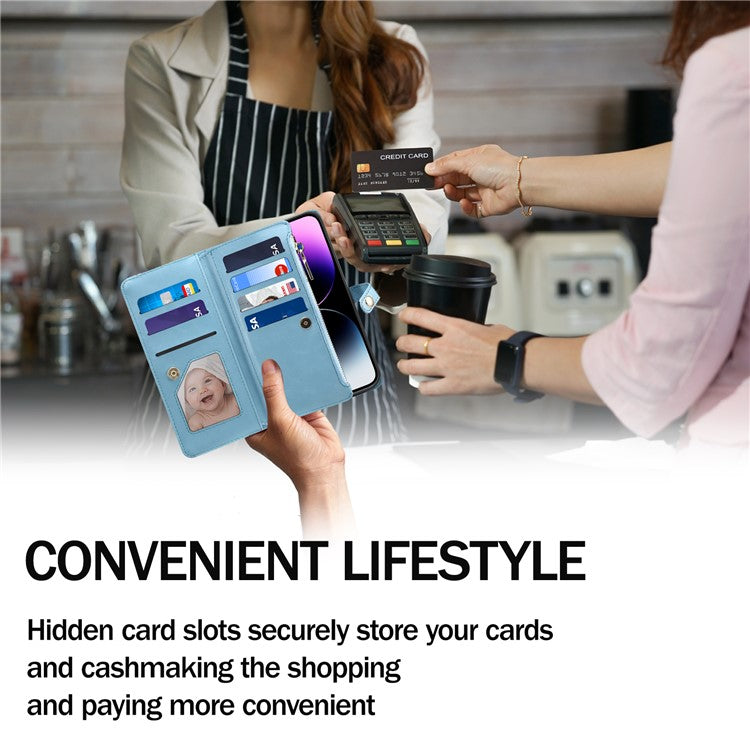 ESEBLE Galaxy Series For Motorola Moto G45 5G / G34 5G Wallet Case RFID Blocking Leather Phone Cover - Blue