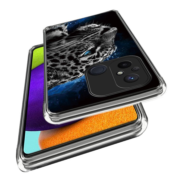 For Xiaomi Redmi 12C 4G Pattern IMD Phone Case Shockproof Protective TPU Back Cover - Tiger