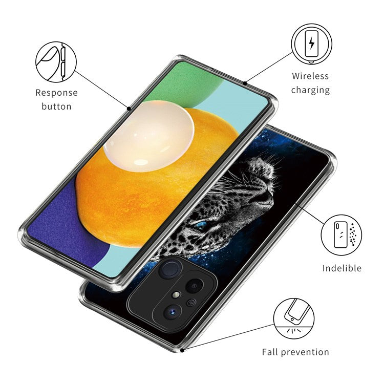 For Xiaomi Redmi 12C 4G Pattern IMD Phone Case Shockproof Protective TPU Back Cover - Tiger