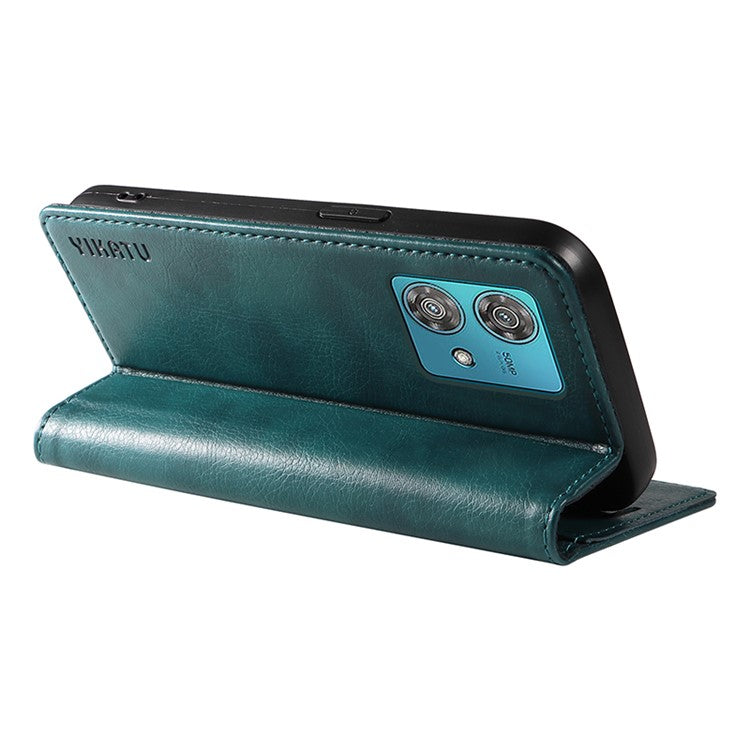 YIKATU YK-006 For Motorola Edge 40 Neo 5G Case Magnetic Flip Folio Leather Wallet Phone Cover - Blue