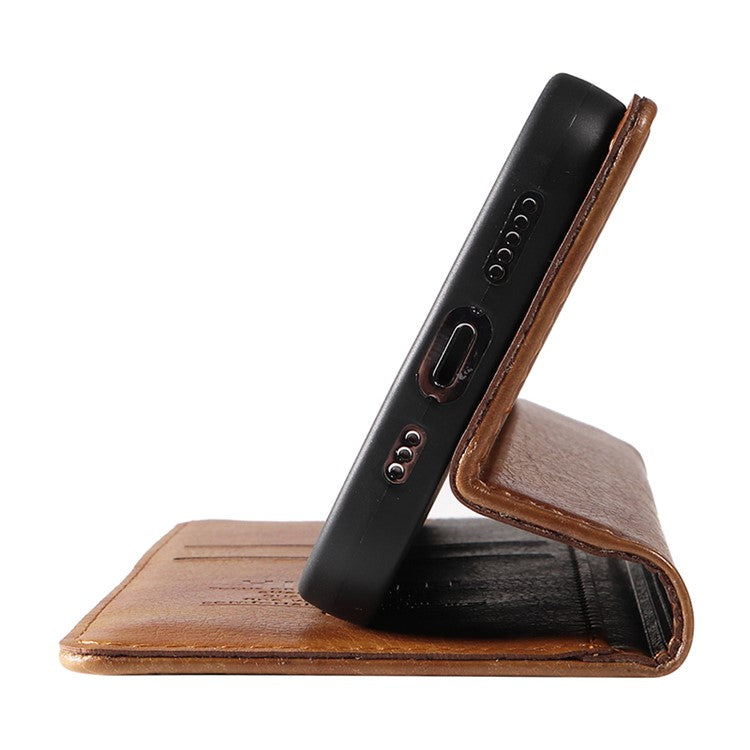 YIKATU YK-006 For Motorola Edge 40 Neo 5G Case Magnetic Flip Folio Leather Wallet Phone Cover - Brown