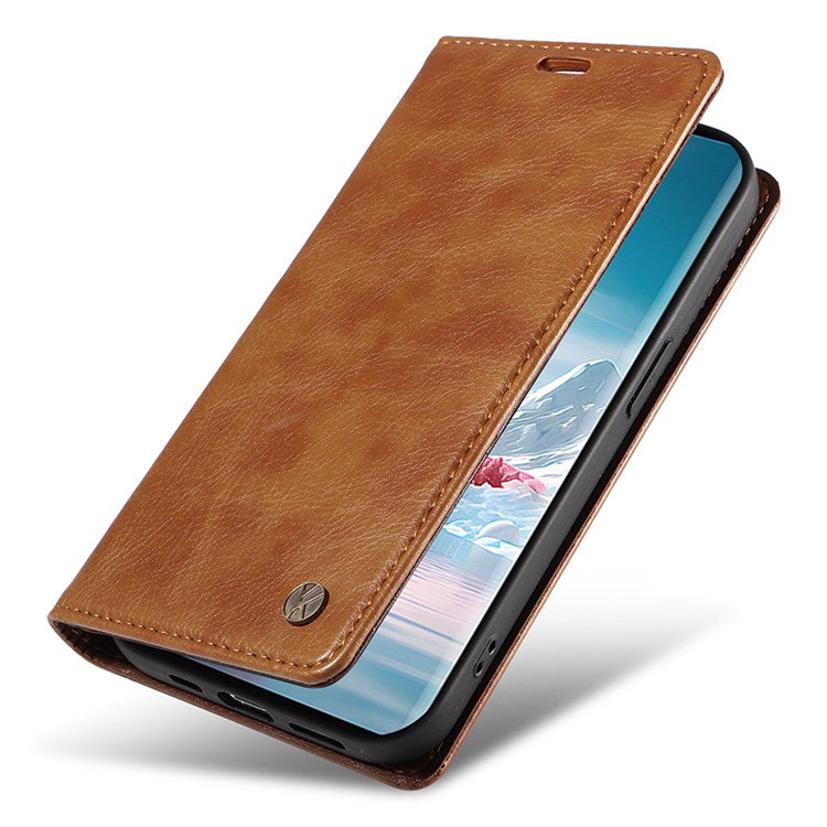 YIKATU YK-006 For Motorola Edge 40 Neo 5G Case Magnetic Flip Folio Leather Wallet Phone Cover - Brown