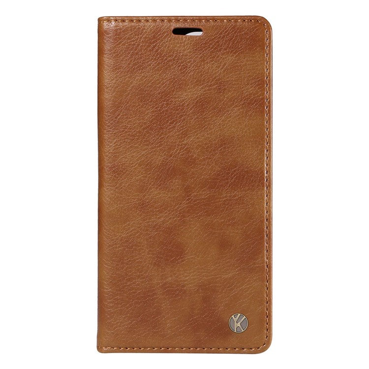 YIKATU YK-006 For Motorola Edge 40 Neo 5G Case Magnetic Flip Folio Leather Wallet Phone Cover - Brown