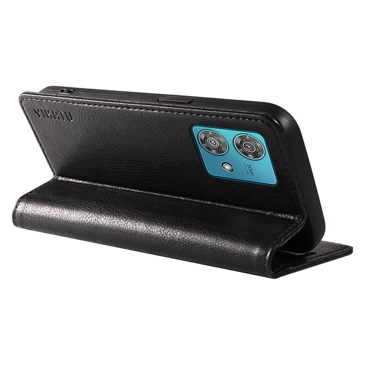 YIKATU YK-006 For Motorola Edge 40 Neo 5G Case Magnetic Flip Folio Leather Wallet Phone Cover - Black