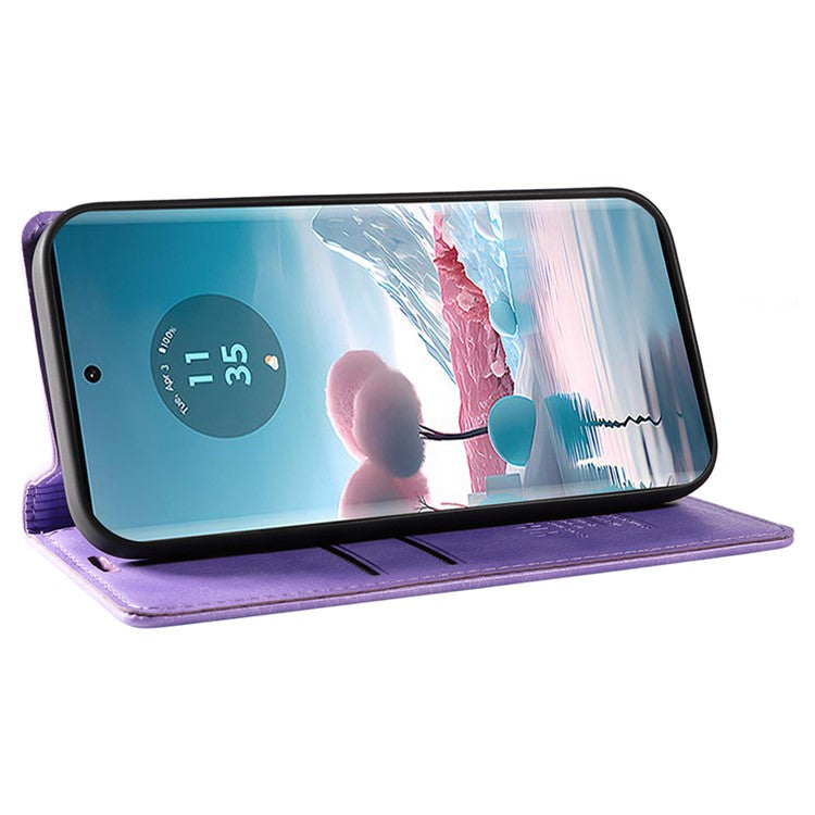 YIKATU YK-006 For Motorola Edge 40 Neo 5G Case Magnetic Flip Folio Leather Wallet Phone Cover - Purple