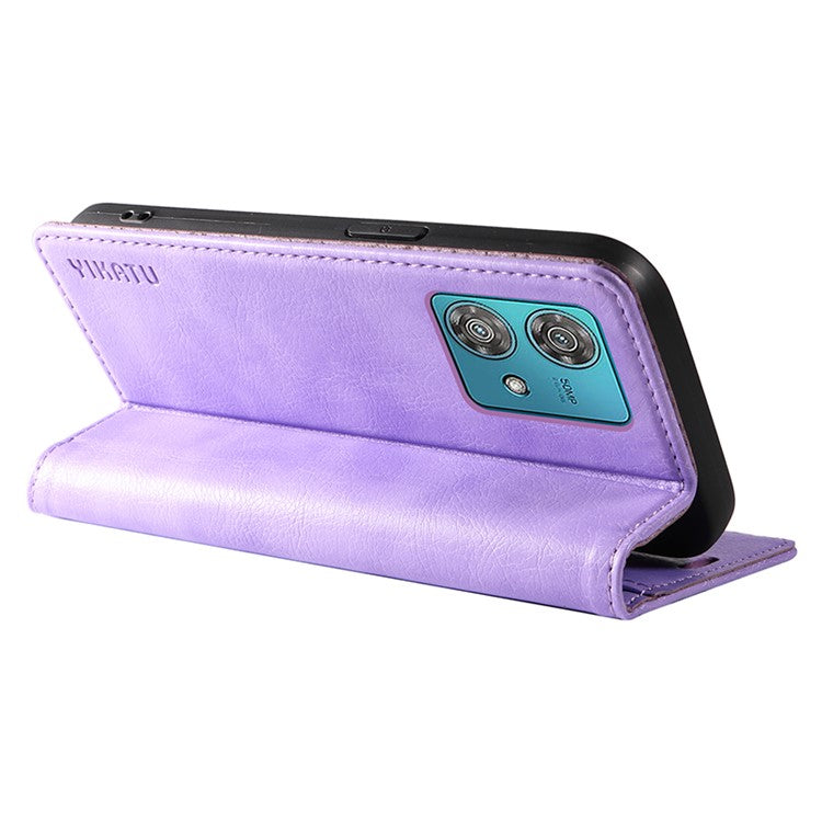 YIKATU YK-006 For Motorola Edge 40 Neo 5G Case Magnetic Flip Folio Leather Wallet Phone Cover - Purple