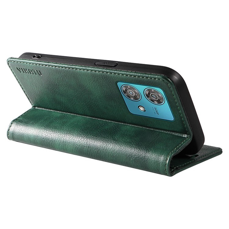 YIKATU YK-006 For Motorola Edge 40 Neo 5G Case Magnetic Flip Folio Leather Wallet Phone Cover - Green