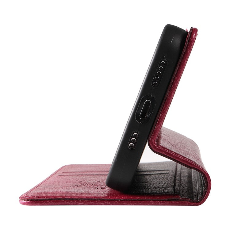 YIKATU YK-006 For Motorola Edge 40 Neo 5G Case Magnetic Flip Folio Leather Wallet Phone Cover - Wine Red