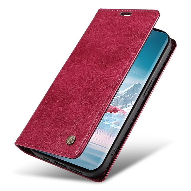 YIKATU YK-006 For Motorola Edge 40 Neo 5G Case Magnetic Flip Folio Leather Wallet Phone Cover - Wine Red