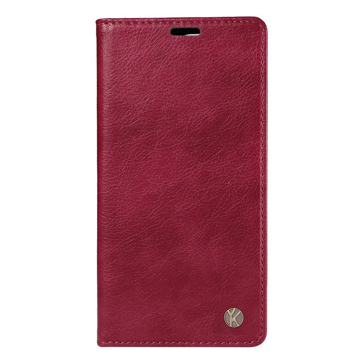 YIKATU YK-006 For Motorola Edge 40 Neo 5G Case Magnetic Flip Folio Leather Wallet Phone Cover - Wine Red