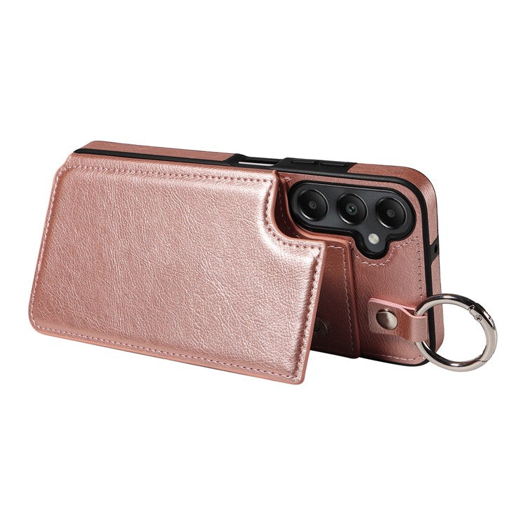 003 For Samsung Galaxy A05s 4G Magnetic Case Litchi Texture PU Leather Back Cover - Rose Gold