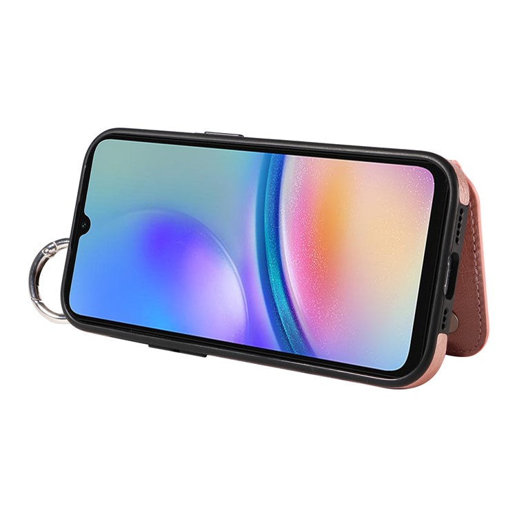 003 For Samsung Galaxy A05s 4G Magnetic Case Litchi Texture PU Leather Back Cover - Rose Gold