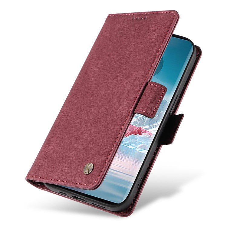 YIKATU YK-005 For Motorola Edge 40 Neo 5G Case PU Leather Flip Wallet Stand Phone Cover - Wine Red