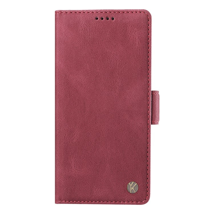 YIKATU YK-005 For Motorola Edge 40 Neo 5G Case PU Leather Flip Wallet Stand Phone Cover - Wine Red