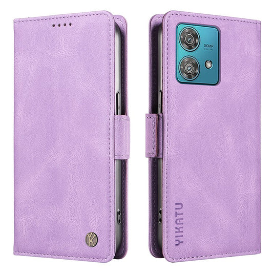 YIKATU YK-005 For Motorola Edge 40 Neo 5G Case PU Leather Flip Wallet Stand Phone Cover - Purple