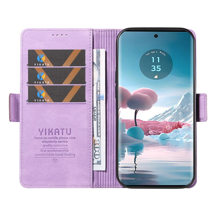 YIKATU YK-005 For Motorola Edge 40 Neo 5G Case PU Leather Flip Wallet Stand Phone Cover - Purple