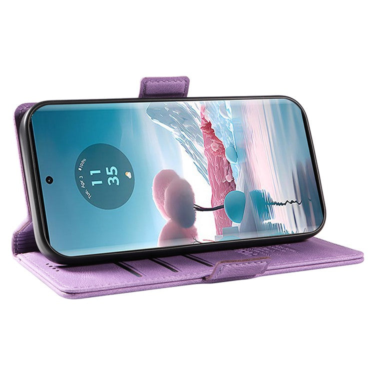 YIKATU YK-005 For Motorola Edge 40 Neo 5G Case PU Leather Flip Wallet Stand Phone Cover - Purple