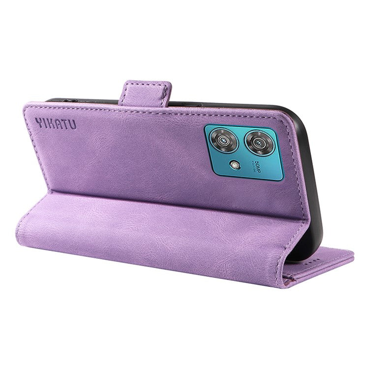 YIKATU YK-005 For Motorola Edge 40 Neo 5G Case PU Leather Flip Wallet Stand Phone Cover - Purple