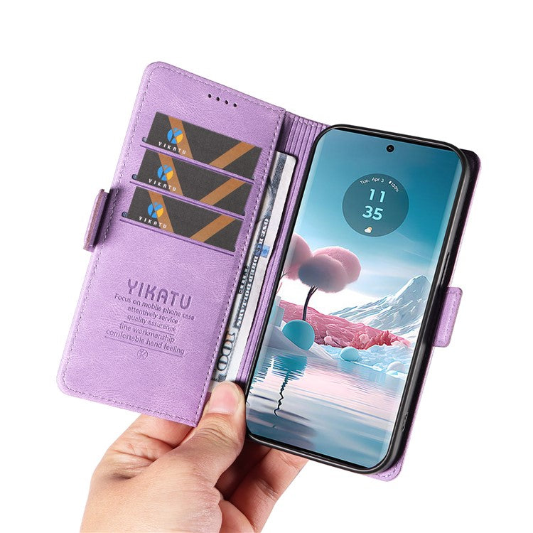 YIKATU YK-005 For Motorola Edge 40 Neo 5G Case PU Leather Flip Wallet Stand Phone Cover - Purple
