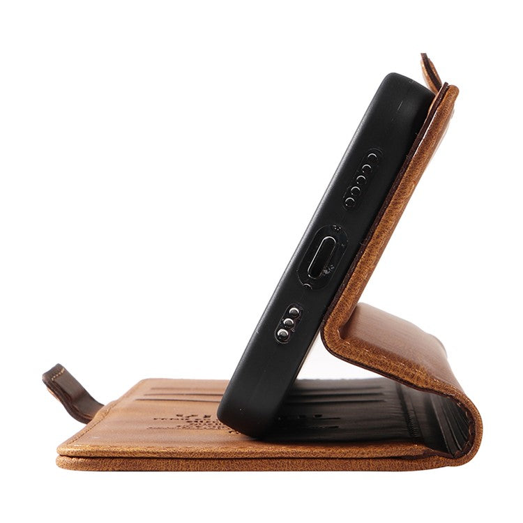 YIKATU YK-005 For Motorola Edge 40 Neo 5G Case PU Leather Flip Wallet Stand Phone Cover - Brown