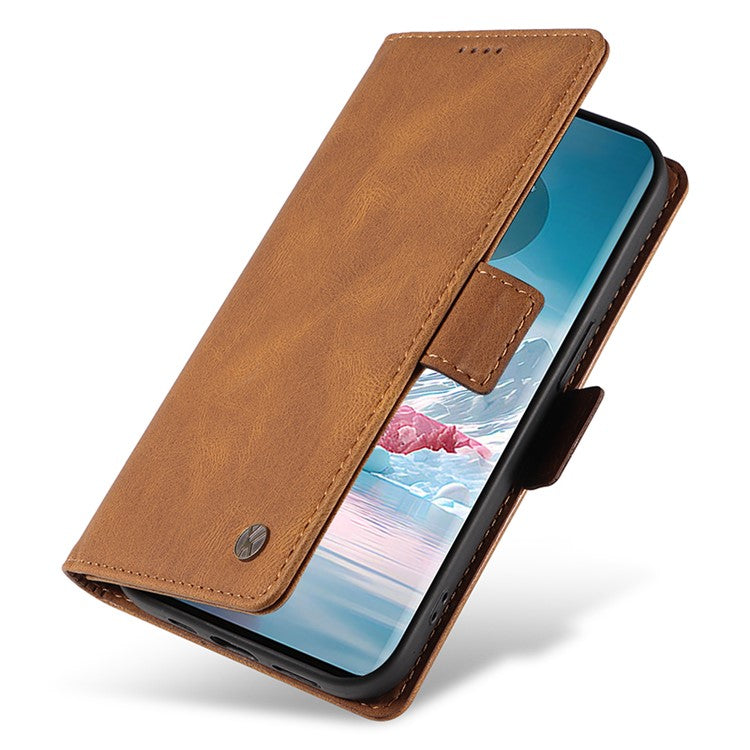 YIKATU YK-005 For Motorola Edge 40 Neo 5G Case PU Leather Flip Wallet Stand Phone Cover - Brown