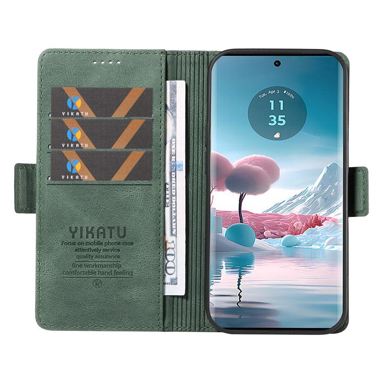 YIKATU YK-005 For Motorola Edge 40 Neo 5G Case PU Leather Flip Wallet Stand Phone Cover - Green