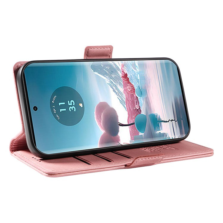 YIKATU YK-005 For Motorola Edge 40 Neo 5G Case PU Leather Flip Wallet Stand Phone Cover - Pink