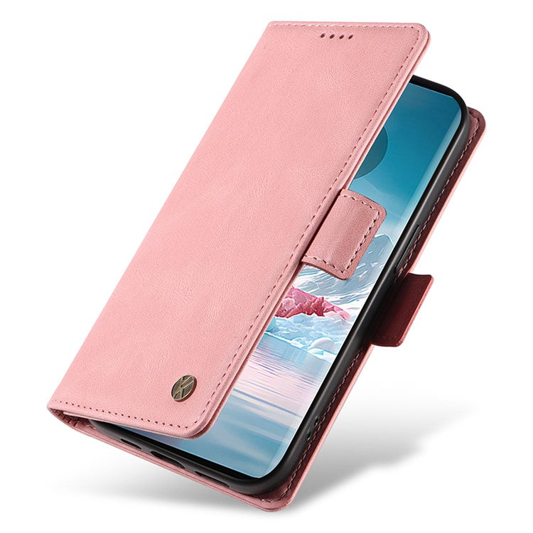 YIKATU YK-005 For Motorola Edge 40 Neo 5G Case PU Leather Flip Wallet Stand Phone Cover - Pink