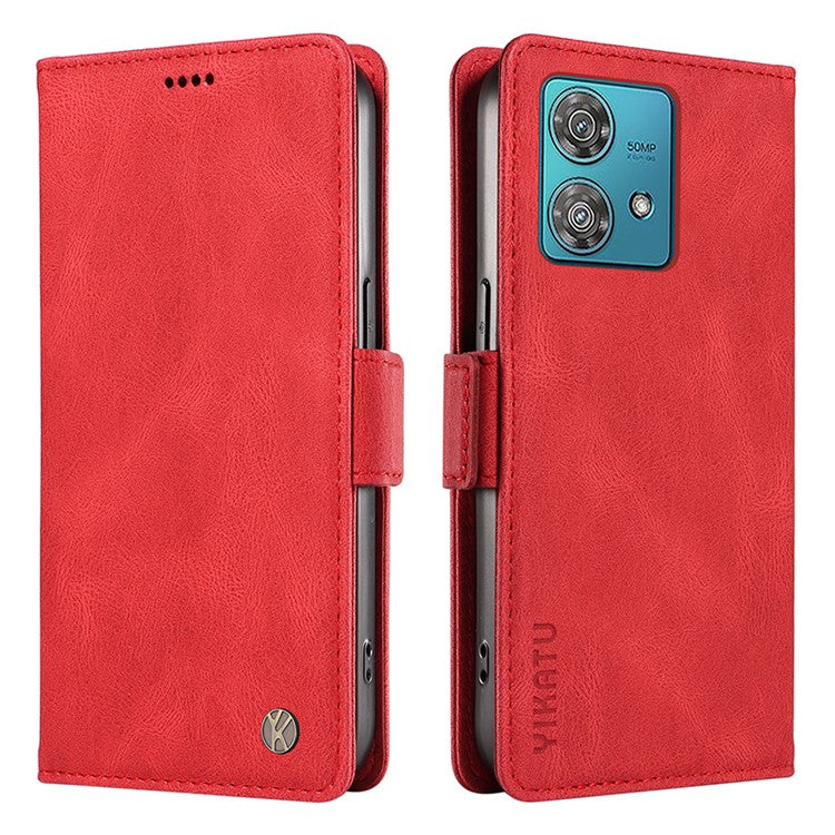 YIKATU YK-005 For Motorola Edge 40 Neo 5G Case PU Leather Flip Wallet Stand Phone Cover - Red