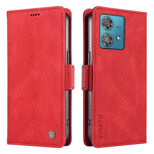 YIKATU YK-005 For Motorola Edge 40 Neo 5G Case PU Leather Flip Wallet Stand Phone Cover - Red