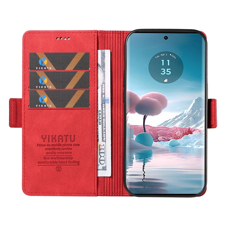 YIKATU YK-005 For Motorola Edge 40 Neo 5G Case PU Leather Flip Wallet Stand Phone Cover - Red