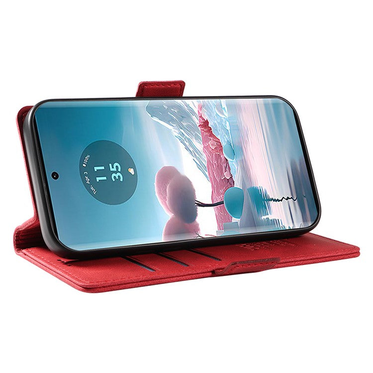 YIKATU YK-005 For Motorola Edge 40 Neo 5G Case PU Leather Flip Wallet Stand Phone Cover - Red