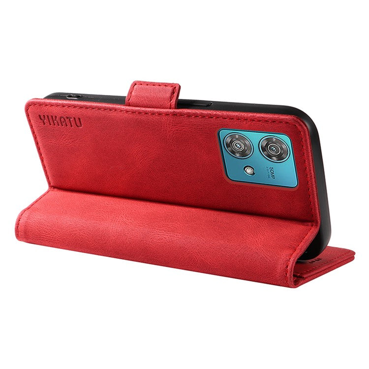 YIKATU YK-005 For Motorola Edge 40 Neo 5G Case PU Leather Flip Wallet Stand Phone Cover - Red