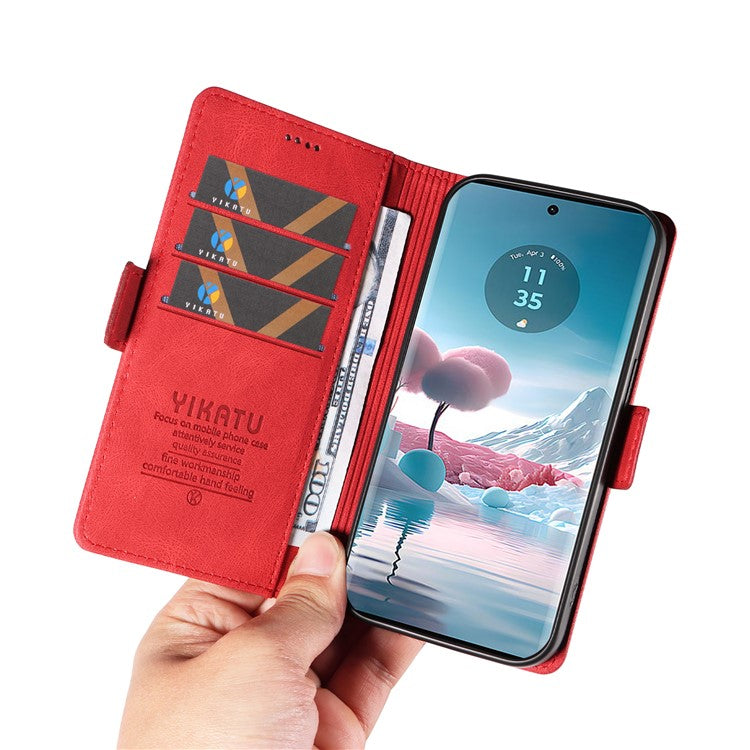 YIKATU YK-005 For Motorola Edge 40 Neo 5G Case PU Leather Flip Wallet Stand Phone Cover - Red