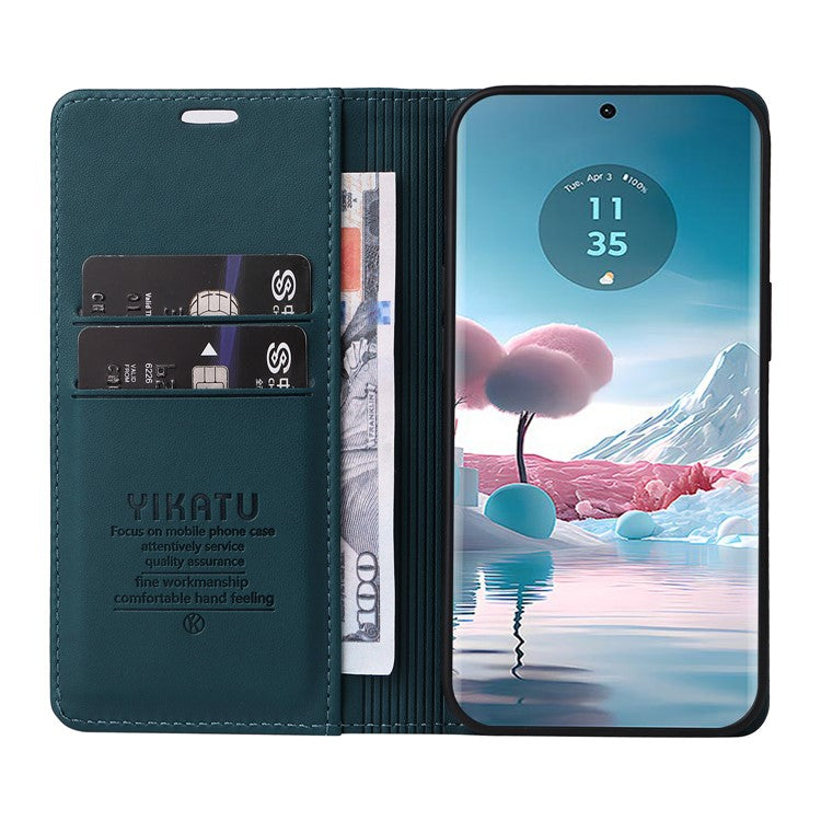 YIKATU YK-001 For Motorola Edge 40 Neo 5G Leather Case Phone Cover Wallet Stand - Green