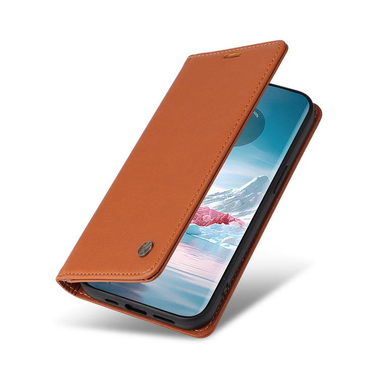 YIKATU YK-001 For Motorola Edge 40 Neo 5G Leather Case Phone Cover Wallet Stand - Brown