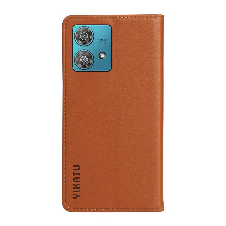 YIKATU YK-001 For Motorola Edge 40 Neo 5G Leather Case Phone Cover Wallet Stand - Brown