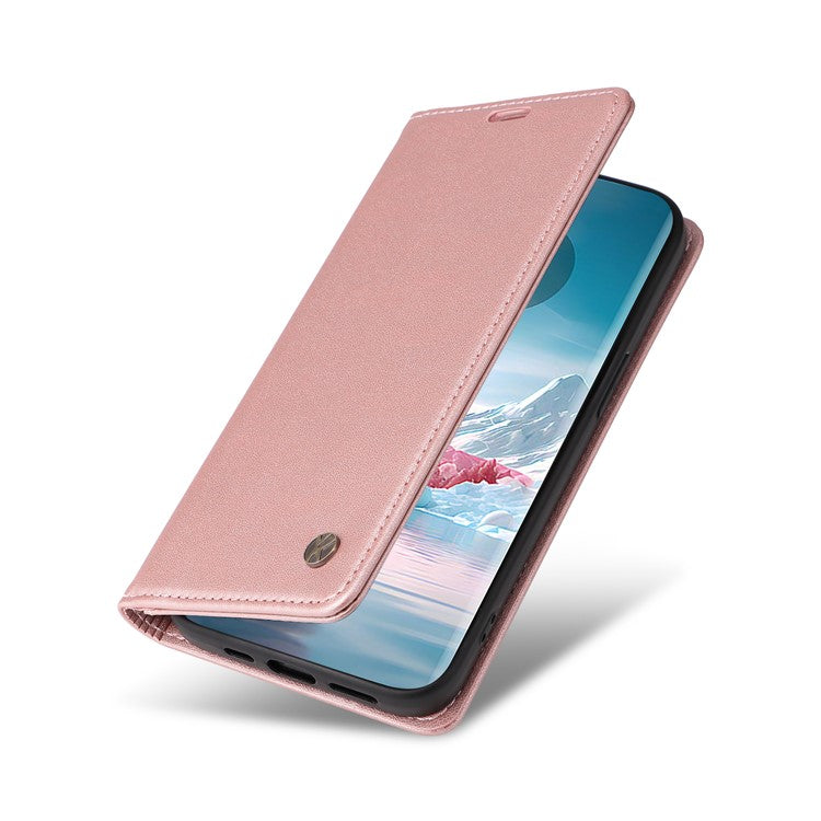 YIKATU YK-001 For Motorola Edge 40 Neo 5G Leather Case Phone Cover Wallet Stand - Rose Gold