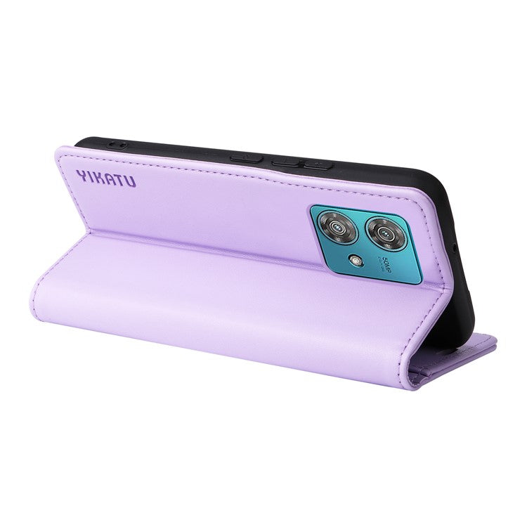 YIKATU YK-001 For Motorola Edge 40 Neo 5G Leather Case Phone Cover Wallet Stand - Light Purple