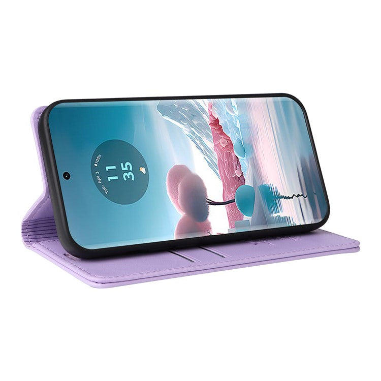 YIKATU YK-001 For Motorola Edge 40 Neo 5G Leather Case Phone Cover Wallet Stand - Light Purple